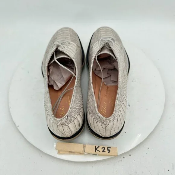 Robert Clergerie Men Size 9B White Grey Snake Pattern Leather Derby Shoes - Picture 9 of 12